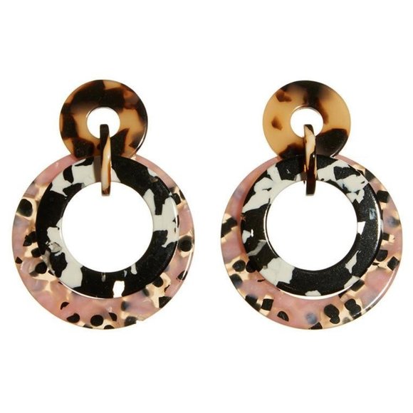 Lele Sadoughi Jewelry - NWOT Lele Sadoughi Banded Triple Hoop Earrings Acrylic